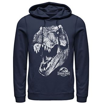 Men's Jurassic Park T-Rex White Head Roaring Pullover Hoodie