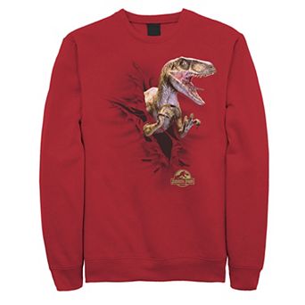 Men's Jurassic Park Velociraptor Tears Through Pullover Sweatshirt