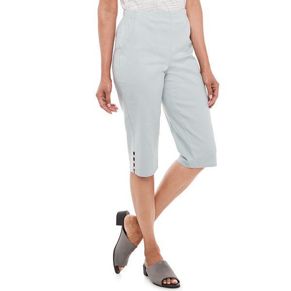 Petite Croft & Barrow® Pull On Lattice-Hem Capri Pants