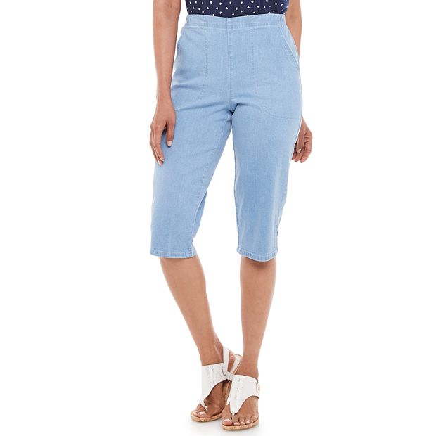 Petite Croft & Barrow® Pull On Lattice-Hem Capri Pants