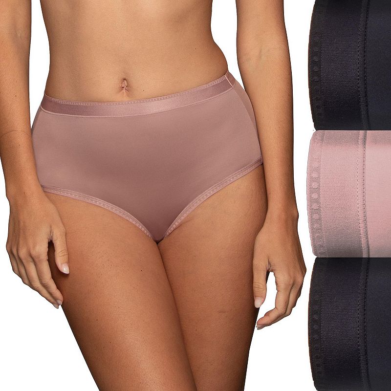 Women's Vanity Fair Lingerie® 3-Pack Comfort Where it Counts Brief 13463, Size: 10, Black Assorted