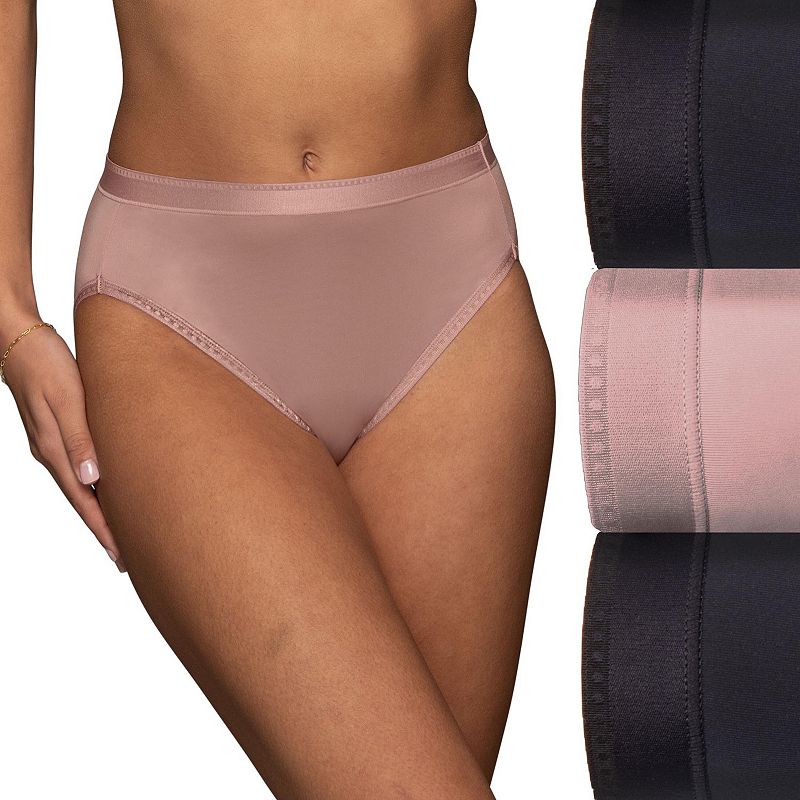 Women's Vanity Fair Lingerie® 3-Pack Comfort Where it Counts Hicut Panties 13464, Size: 10, Black Assorted