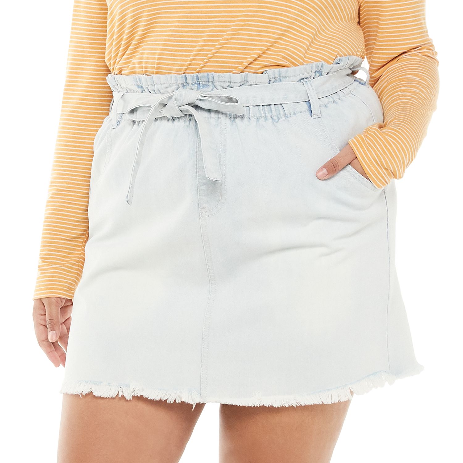 kohls white denim skirt