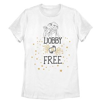 Juniors' Harry Potter Dobby Is Free Line Art Tee