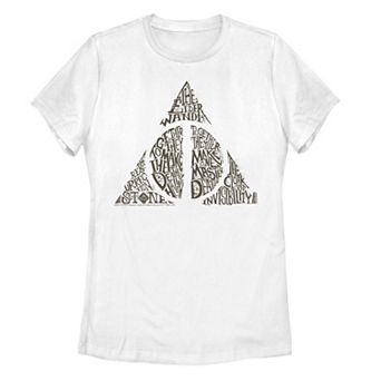 Juniors' Harry Potter Deathly Hallows Symbol Sketch Text Fill Tee