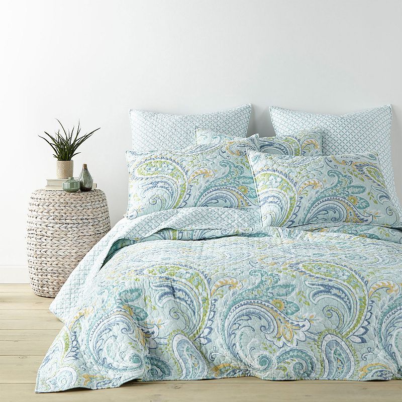 Levtex Cortona Paisley Quilt Set, Green, Full/Queen