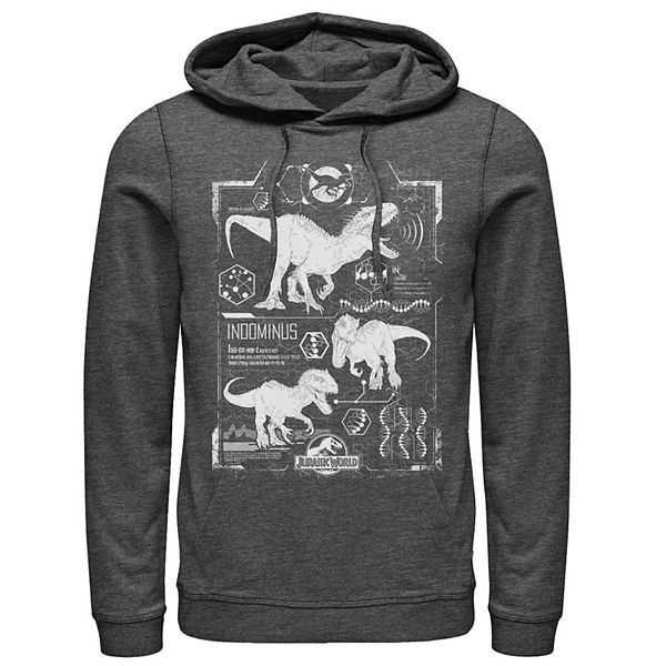 Mens Jurassic World Indominus Rex Green Schematic Graphic Pullover Graphic Hoodie 0057