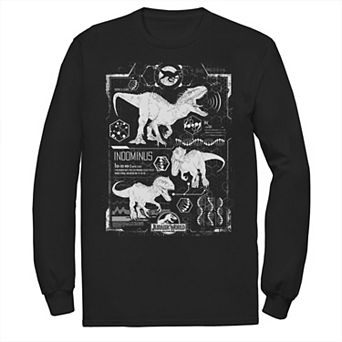 Men's Jurassic World Indominus Rex Green Schematic Long Sleeve Tee