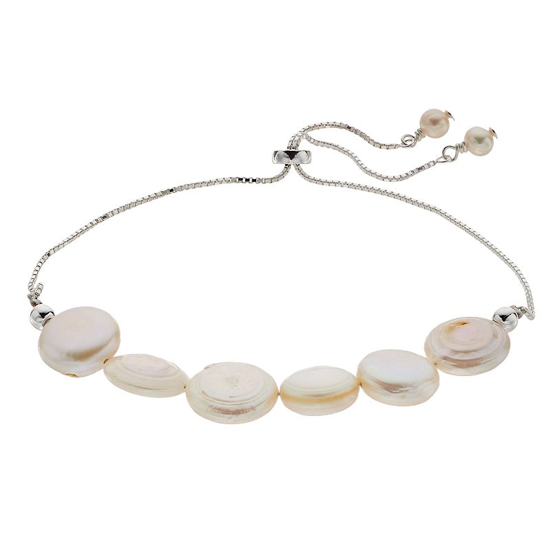 Aleure Sterling Silver Freshwater Cultured Pearl Frontal Bracelet, Womens