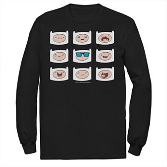 Men's Adventure Time Finn's Many Faces Grid Long Sleeve Graphic Tee