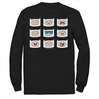 Men's Adventure Time Finn's Many Faces Grid Long Sleeve Graphic Tee