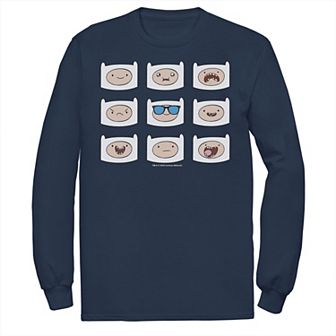 Men's Adventure Time Finn's Many Faces Grid Long Sleeve Graphic Tee