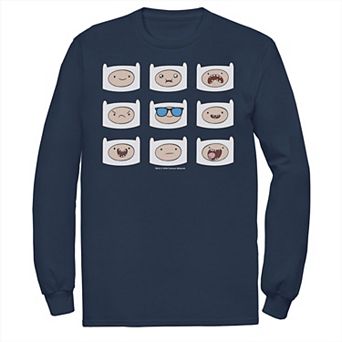 Men's Adventure Time Finn's Many Faces Grid Long Sleeve Graphic Tee
