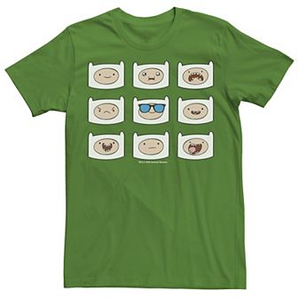 Men's Adventure Time Finn's Many Faces Grid Tee