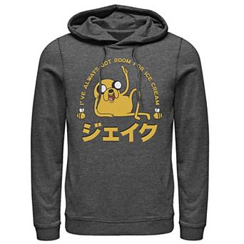 Men's Adventure Time Jake I've Always Got Room For Ice Cream Kanji Graphic Pullover Graphic Hoodie