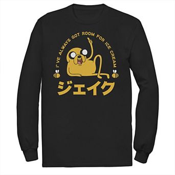 Men's Adventure Time Jake I've Always Got Room For Ice Cream Kanji Long Sleeve Tee