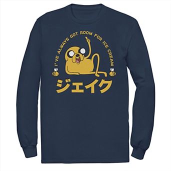 Men's Adventure Time Jake I've Always Got Room For Ice Cream Kanji Long Sleeve Tee