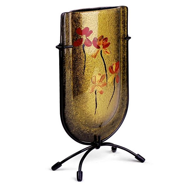 Jasmine Art Glass Floral Mini U Vase with Stand