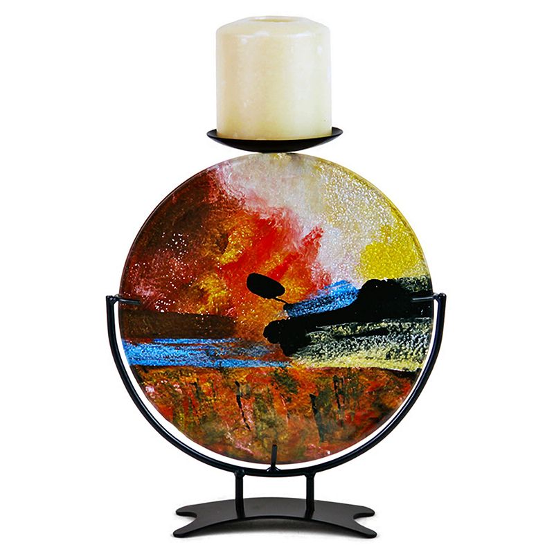 75903930 Jasmine Art Glass Round Candle Holder, Multicolor sku 75903930