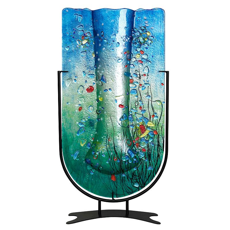 Jasmine Art Glass Tall U Vase, Multicolor
