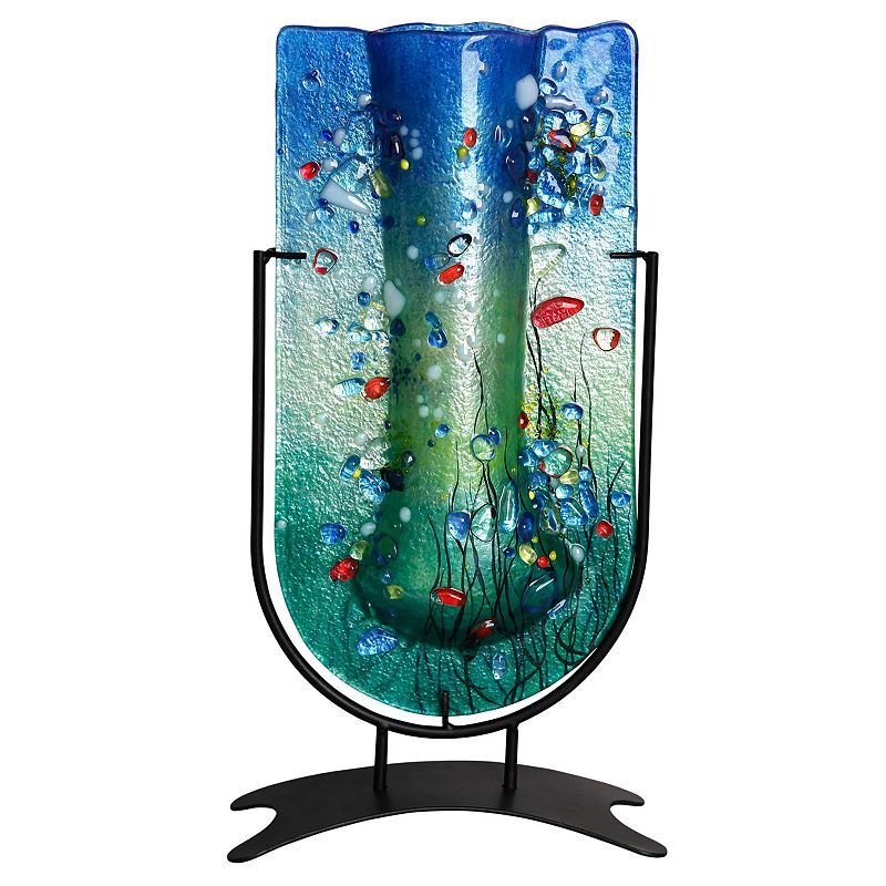 76242757 Jasmine Art Glass Small U Vase with Stand, Multico sku 76242757