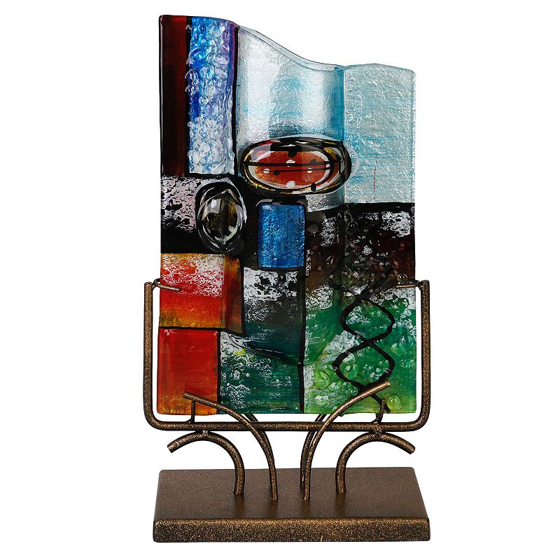Jasmine Art Glass Rectangular Vase, Multicolor