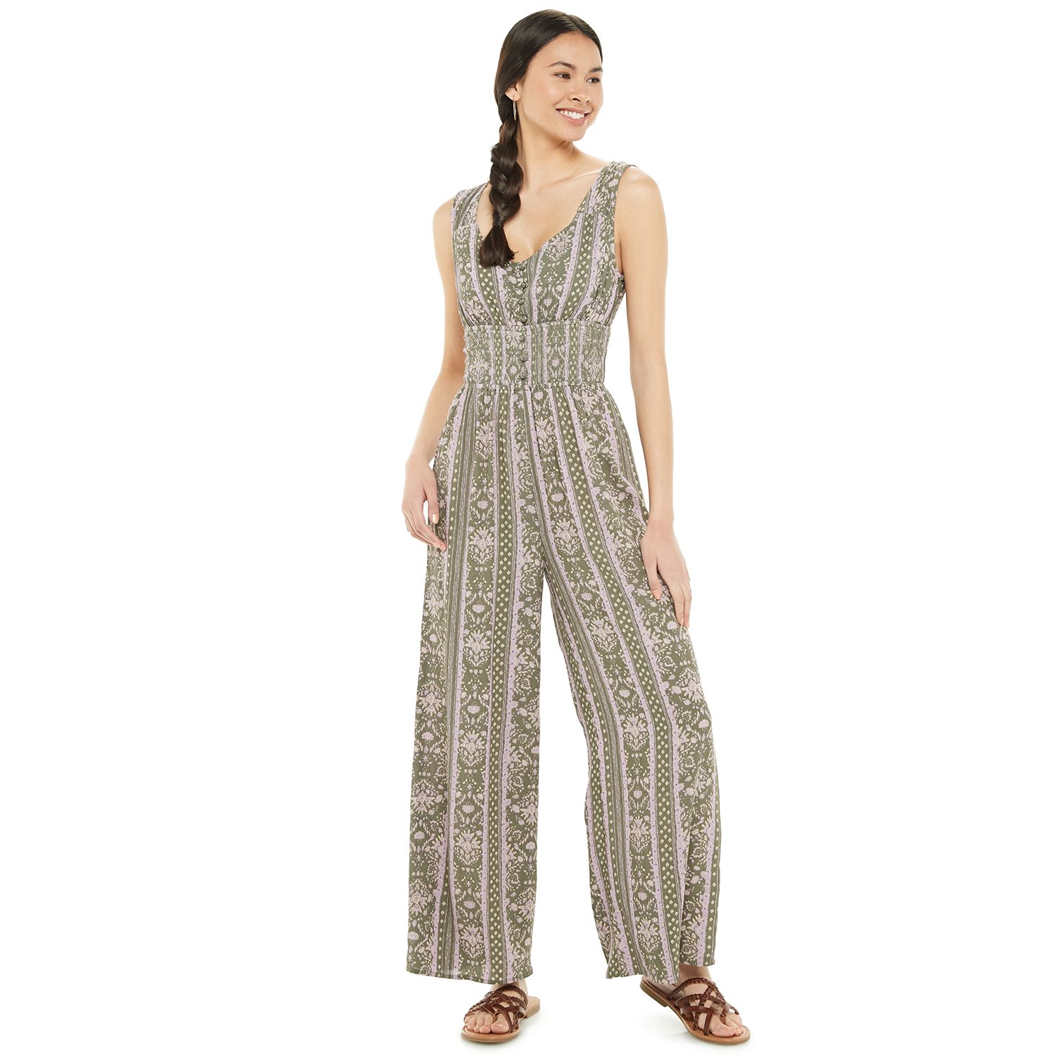 smocked bodice jumpsuit