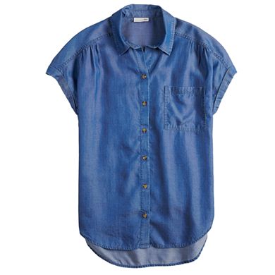 Juniors' So® Short Sleeve Button Down Shirt