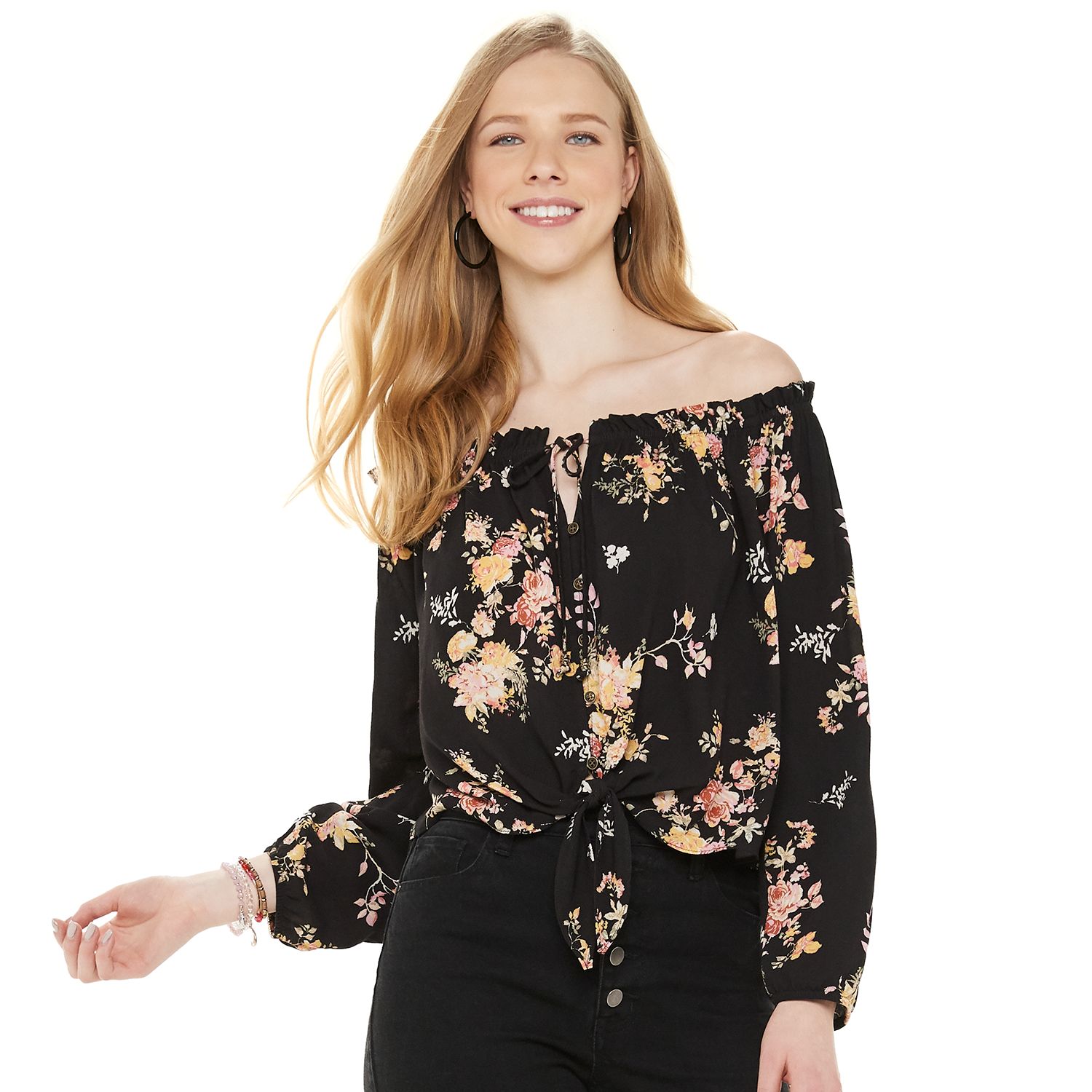 dressy black off the shoulder top