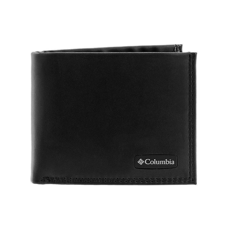 Mens Columbia RFID Synthetic Leather Extra Capacity Slimfold Wallet, Black