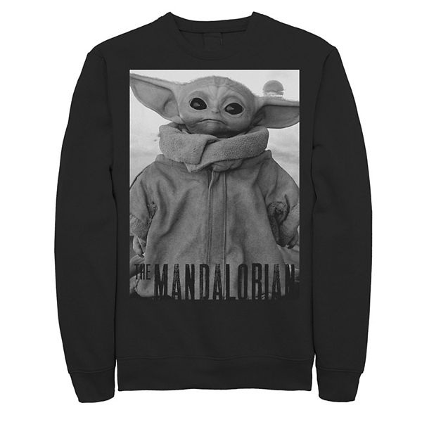 Men s Star Wars The Mandalorian The Child aka Baby Yoda Grey Scale Poster Sweatshirt