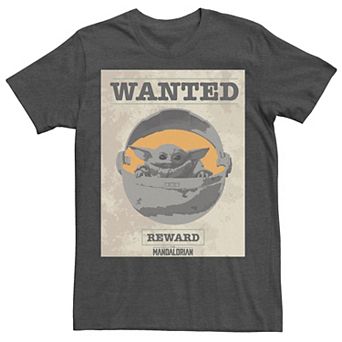 Men's Star Wars The Mandalorian The Child Wanted Poster Tee