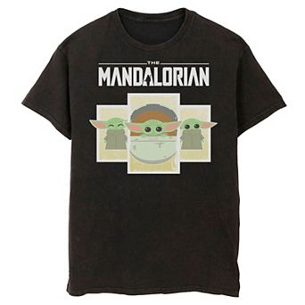 Men's Star Wars The Mandalorian The Child Cartoon Panels Tee