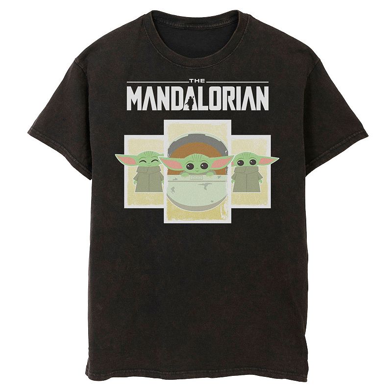 Men's Star Wars The Mandalorian The Child Cartoon Panels Tee, Size: XXL, Black