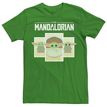 Men's Star Wars The Mandalorian The Child Cartoon Panels Tee