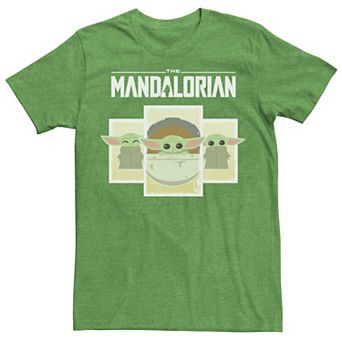 Men's Star Wars The Mandalorian The Child Cartoon Panels Tee