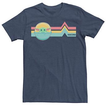 Men's Star Wars The Mandalorian The Child Rainbow Chest Lines Tee