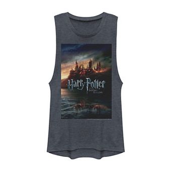 Juniors' Harry Potter And The Deathly Hallows Hogwarts Graphic Muscle Tank Top