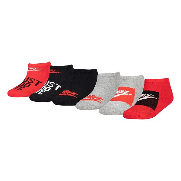 Boys Nike Cushioned 6-pack Ankle Socks - Red (5-7)