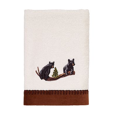 Avanti Black Bear Lodge Embroidered Fingertip Towel