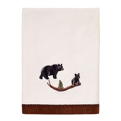 Avanti Black Bear Lodge Embroidered Fingertip Towel