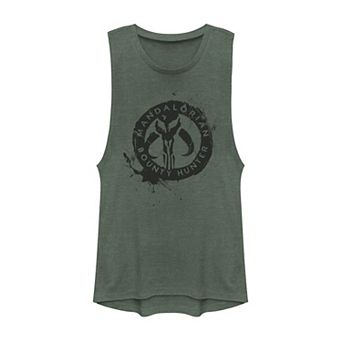 Juniors' Star Wars The Mandalorian Paint Splatter Emblem Muscle Tank Top