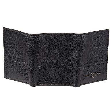 Men's Levi's® RFID Leather Trifold Wallet With Zipper Pocket