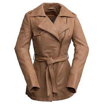 Women's Whet Blu Leather Trench Coat
