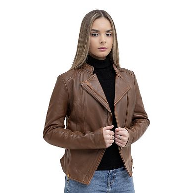 Women's Whet Blu Zoey Asymmetrical Leather Blazer