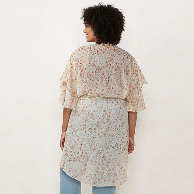Plus Size LC Lauren Conrad Fleurs Espirit Printed Kimono
