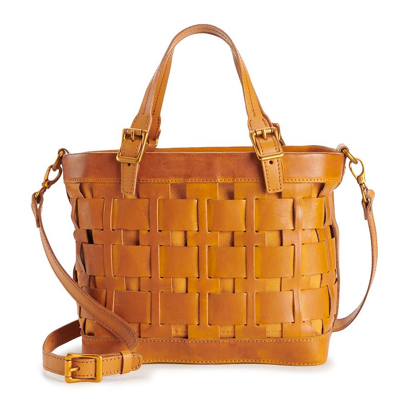 AmeriLeather Dorgon Latigo Leather Basket Handbag, Brown