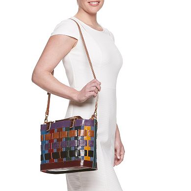AmeriLeather Dorgon Leather Rainbow Basket Handbag