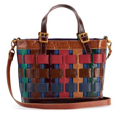 AmeriLeather Dorgon Leather Rainbow Basket Handbag