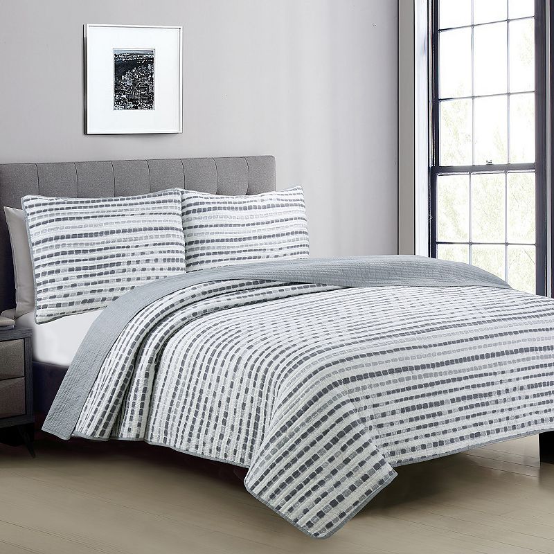 61954975 Nara Reversible Quilt Set, Grey, Full/Queen sku 61954975